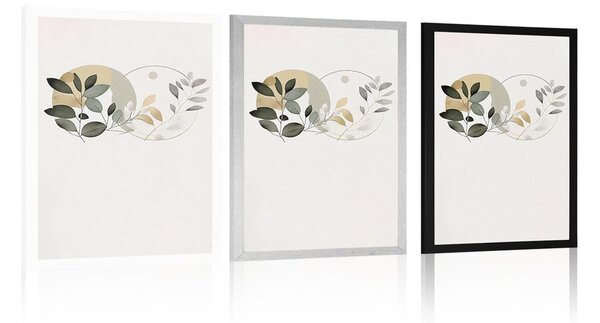 Plakat boho listići u krugovima