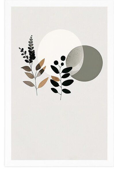 Plakat minimalistički listovi s boho pozadinom