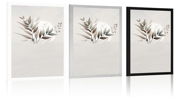 Plakat minimalistički listovi u boho dizajnu