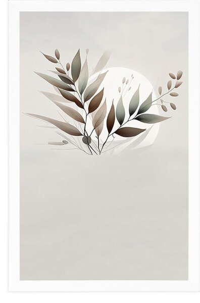 Plakat minimalistički listovi u boho dizajnu