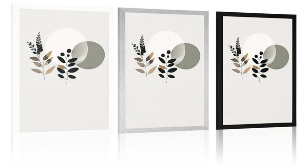 Plakat minimalistički listovi s boho pozadinom