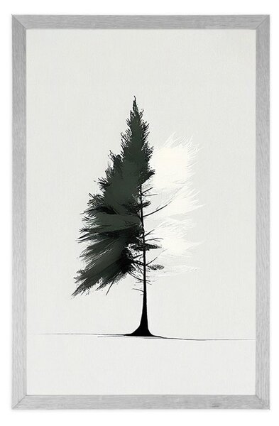 Plakat minimalističko crnogorično stablo
