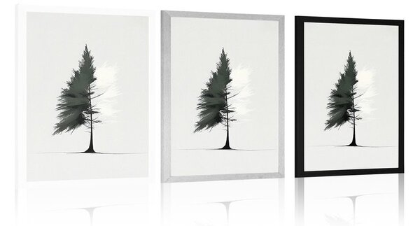 Plakat minimalističko crnogorično stablo