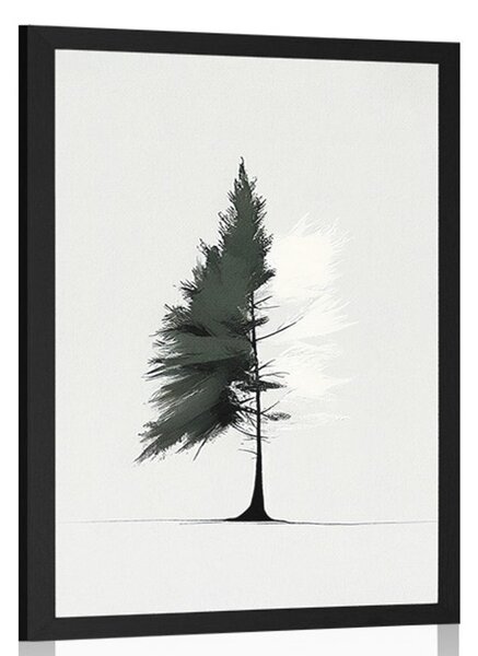 Plakat minimalističko crnogorično stablo