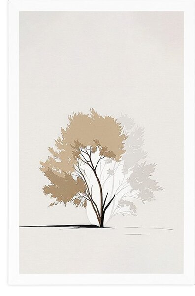 Plakat minimalističko stablo s listovima