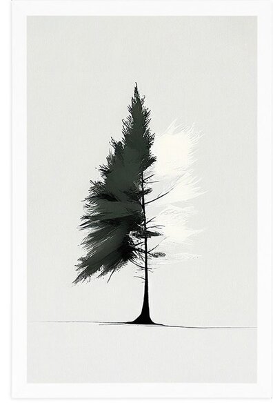 Plakat minimalističko crnogorično stablo