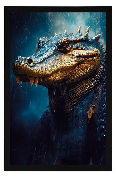 Plakat plavo-zlatni krokodil