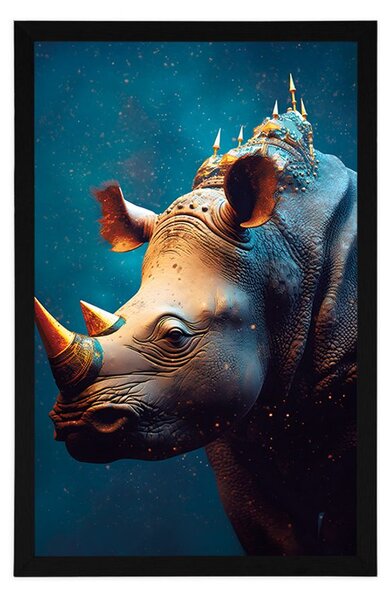 Plakat plavo-zlatni nosorog