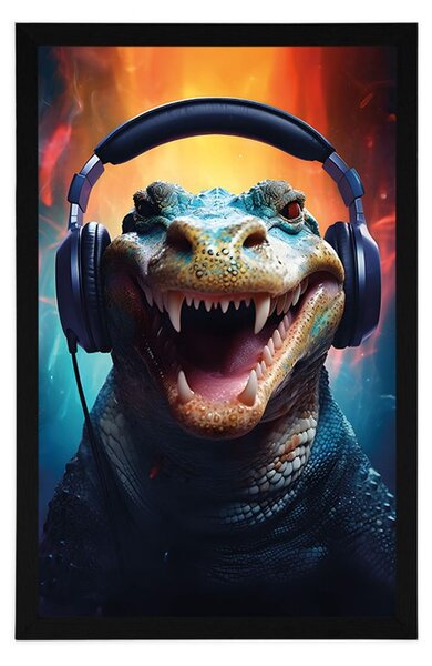 Plakat aligator sa slušalicama