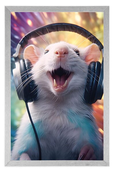 Plakat štakor sa slušalicama