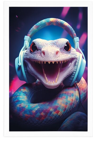Plakat zmija sa slušalicama