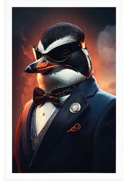 Plakat životinja gangster pingvin
