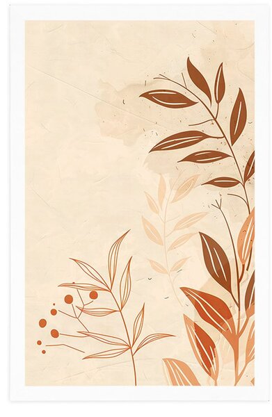 Plakat minimalistički listovi Peach Fuzz