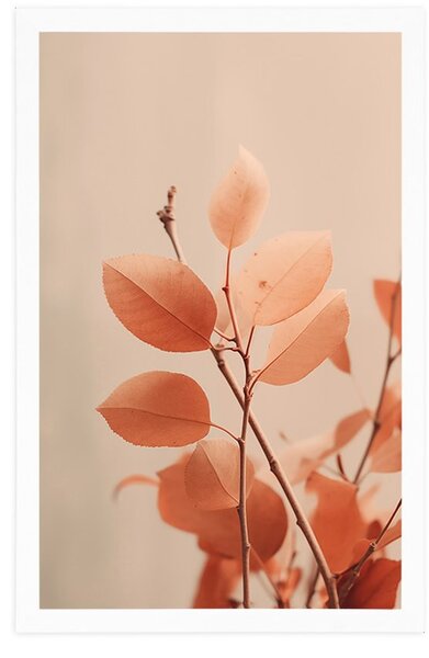 Plakat grančice s listovima Peach Fuzz