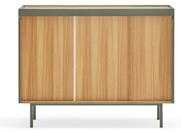 Zelena niska komoda u dekoru hrasta 110x85 cm Arista – Teulat