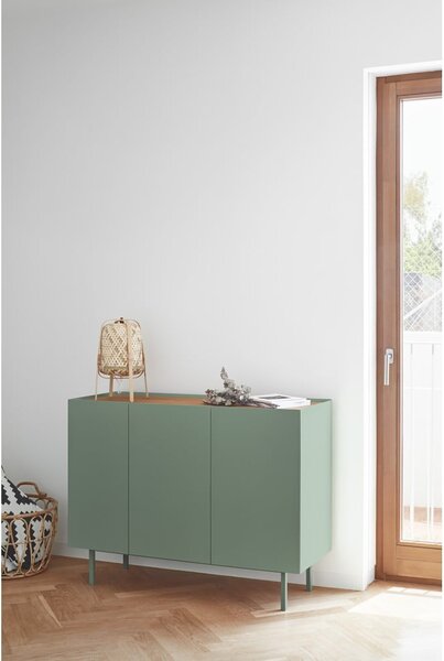 Zelena niska komoda u dekoru hrasta 110x85 cm Arista – Teulat