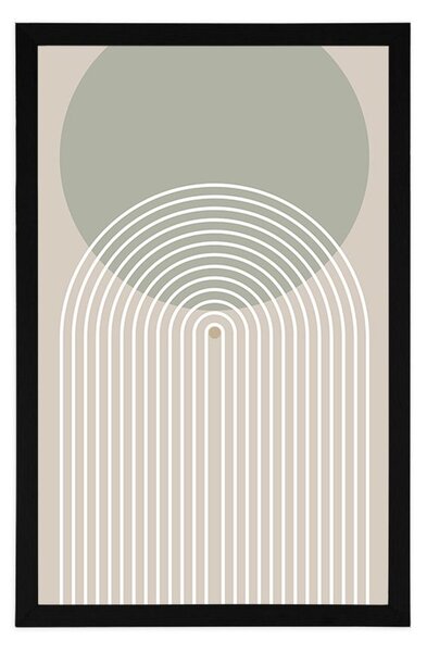 Plakat khaki krug s dugom Mid-Century