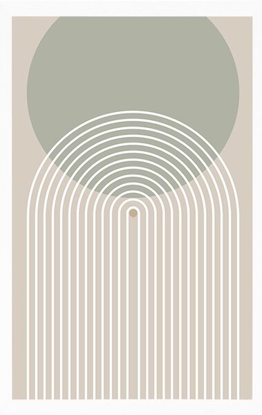 Plakat khaki krug s dugom Mid-Century