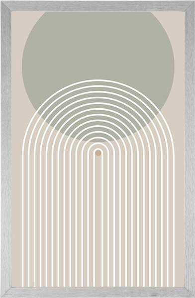 Plakat khaki krug s dugom Mid-Century