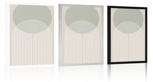 Plakat khaki krug s dugom Mid-Century