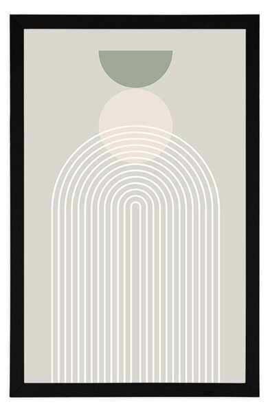 Plakat stilska duga s polukrugom Mid-Century