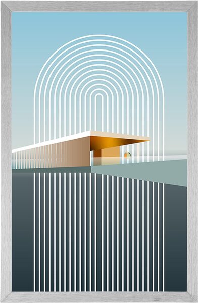 Plakat duga s apstraktnom pozadinom Mid-Century