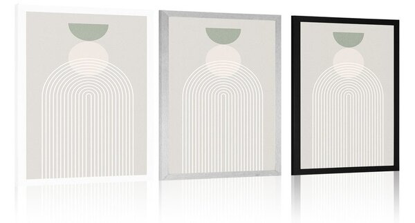 Plakat stilska duga s polukrugom Mid-Century
