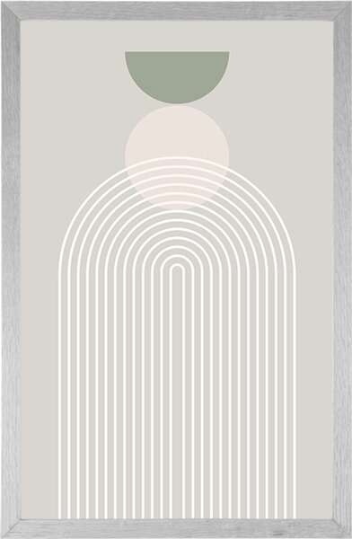 Plakat stilska duga s polukrugom Mid-Century
