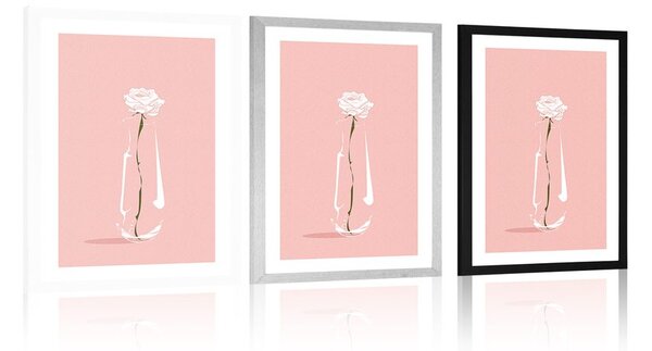 Plakat s paspartuom minimalistički cvijet