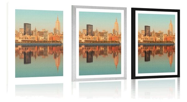 Plakat s paspartuom čaroban New York u odsjaju u vodi