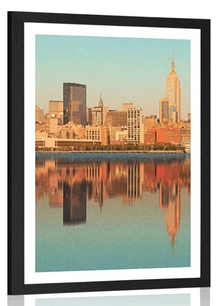 Plakat s paspartuom čaroban New York u odsjaju u vodi
