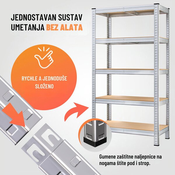 Regal s visokom nosivošću HEAVY, max. 875 kg, 90x40x180 cm, srebrni Jurhan