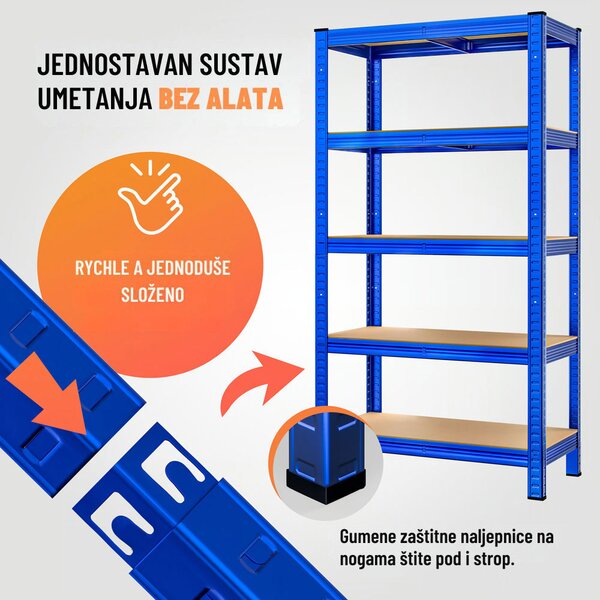 Regal s visokom nosivošću HEAVY, max. 875 kg, 90x40x180 cm, plava Monzana