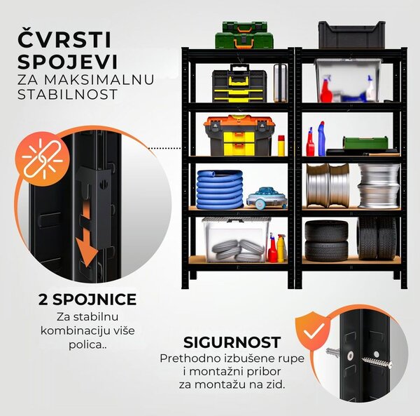 Regal s visokom nosivošću HEAVY, max. 875 kg, 90x40x180 cm, crna Jurhan