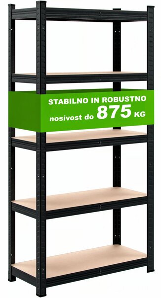 Regal s visokom nosivošću HEAVY, max. 875 kg, 90x40x180 cm, crna Jurhan