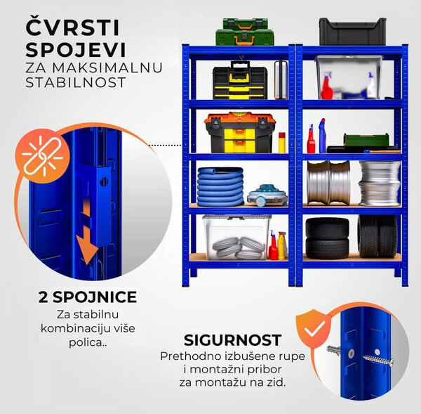 Regal s visokom nosivošću HEAVY, max. 875 kg, 90x40x180 cm, plava Monzana