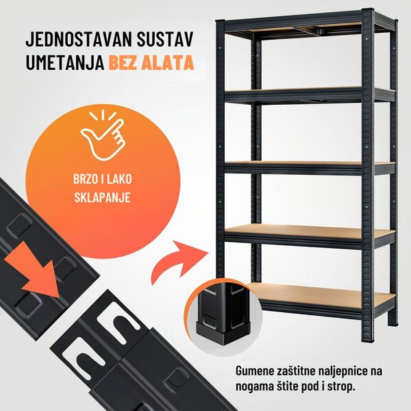 Regal s visokom nosivošću HEAVY, max. 875 kg, 90x40x180 cm, crna Jurhan