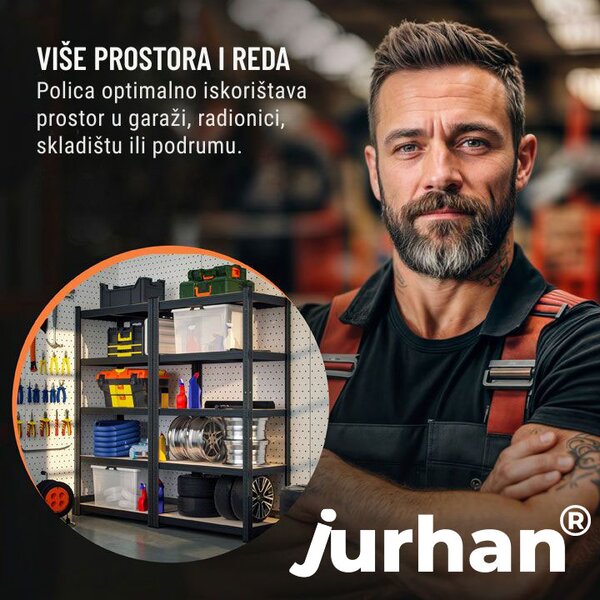 Regal s visokom nosivošću HEAVY, max. 875 kg, 90x40x180 cm, crna Jurhan