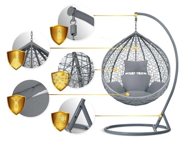Viseća fotelja Cocoon - udobno siva