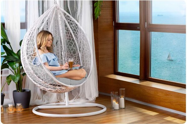Viseća fotelja Cocoon - udobno bijela