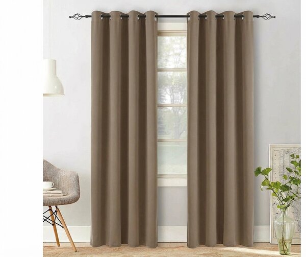 Bež zavjesa OXFORD 140x250 cm Sistem za vješanje: Metalni prstenovi