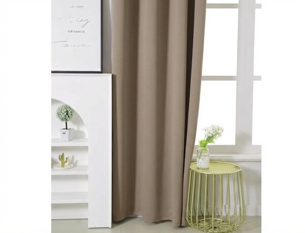 Bež zavjesa OXFORD 140x250 cm Sistem za vješanje: Metalni prstenovi