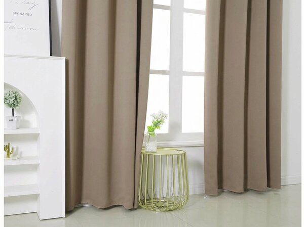Bež zavjesa OXFORD 140x250 cm Sistem za vješanje: Metalni prstenovi