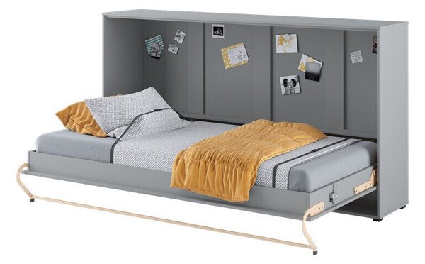Zidni krevet Concept Pro Lenart AH110Jednostruki, Siva, 90x200, Laminirani iveral, Basi a doghePodnice, 127x215x109cm
