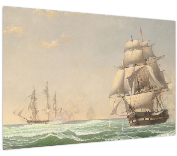 Slika - Fitz Henry Lane, The United States Frigate President Engaging the British Squadron, reprodukcije (90x60 cm)
