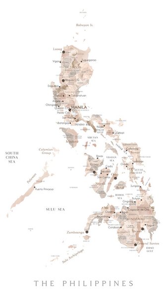 Karta Map of the Philippines in neutral watercolor, Blursbyai