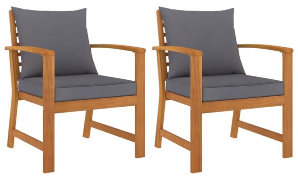Vrtne stolice s tamnosivim jastucima 2 kom od bagremovog drva