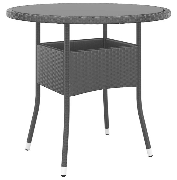 VidaXL Vrtni stol Ø 80 x 75 cm od kaljenog stakla i poliratana crni