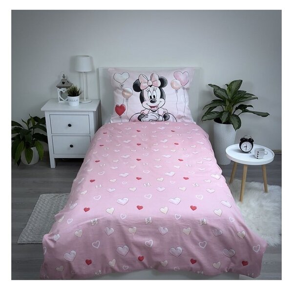 Ružičasta pamučna dječja posteljina za krevet za jednu osobu 140x200 cm Minnie "Balloon" – Jerry Fabrics