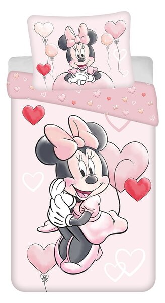 Ružičasta pamučna dječja posteljina za krevet za jednu osobu 140x200 cm Minnie "Balloon" – Jerry Fabrics
